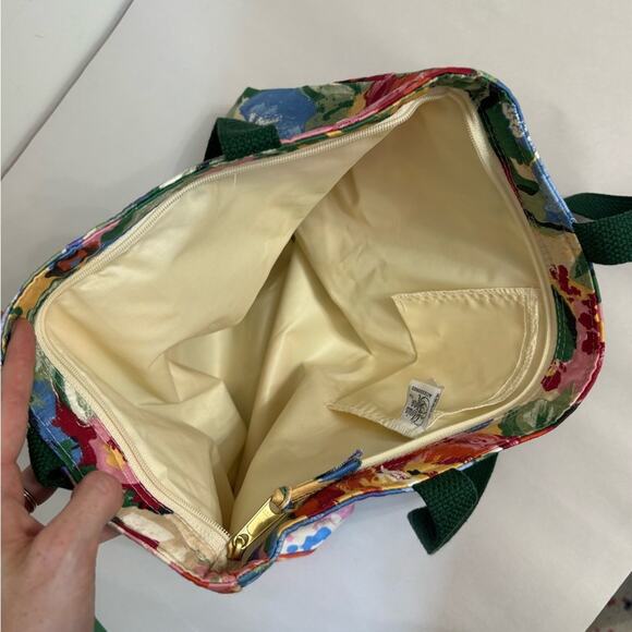 Vintage Made in USA Painted Floral Cottagecore Grandmacore Top-Zip Tote Bag - Picture 7 of 7
